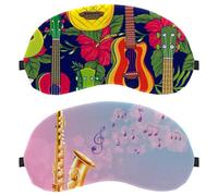 Eslifey 2 Pcs Blackout Eye Masks, a Saxophone with Musical Notes Eye Sleep Shade Cover with Adjustable Strap for Sleeping Traveling