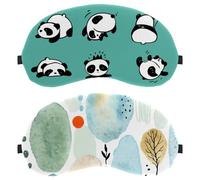 Eslifey 2 Pcs Blackout Eye Masks, Abstract Floral Dots and Colorful Watercolor Spots Pattern Eye Sleep Shade Cover with Adjustable Strap for Sleeping Traveling