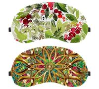 Eslifey 2 Pcs Blackout Eye Masks, Abstract Geometric Colorful Flowers Floral Pattern Eye Sleep Shade Cover with Adjustable Strap for Sleeping Traveling