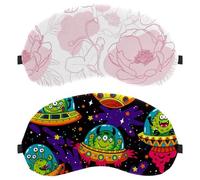 Eslifey 2 Pcs Blackout Eye Masks, Alien Monsters Cartoon Eye Sleep Shade Cover with Adjustable Strap for Sleeping Traveling