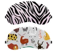 Eslifey 2 Pcs Blackout Eye Masks, Animals Crocodile Fox Eye Sleep Shade Cover with Adjustable Strap for Sleeping Traveling