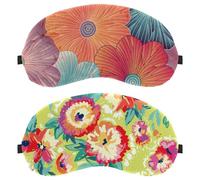 Eslifey 2 Pcs Blackout Eye Masks, Art Colorful Flower Print Eye Sleep Shade Cover with Adjustable Strap for Sleeping Traveling