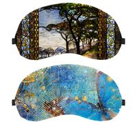 Eslifey 2 Pcs Blackout Eye Masks, Artistic Messy Blue Background with Butterfly Eye Sleep Shade Cover with Adjustable Strap for Sleeping Traveling