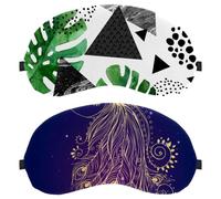 Eslifey 2 Pcs Blackout Eye Masks, Beautiful Peacock Floral Pattern Eye Sleep Shade Cover with Adjustable Strap for Sleeping Traveling