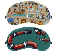 Eslifey 2 Pcs Blackout Eye Masks, Black and Red Snake Eye Sleep Shade Cover with Adjustable Strap for Sleeping Traveling