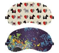 Eslifey 2 Pcs Blackout Eye Masks, Blue Floral Music Loudspeaker Art Eye Sleep Shade Cover with Adjustable Strap for Sleeping Traveling