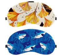 Eslifey 2 Pcs Blackout Eye Masks, Blue Shark Underwater Animal Eye Sleep Shade Cover with Adjustable Strap for Sleeping Traveling