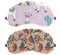Eslifey 2 Pcs Blackout Eye Masks, Bullfinches Flowers Animals Plants Pattern Eye Sleep Shade Cover with Adjustable Strap for Sleeping Traveling