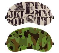 Eslifey 2 Pcs Blackout Eye Masks, Camouflage Green Eye Sleep Shade Cover with Adjustable Strap for Sleeping Traveling