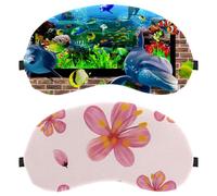 Eslifey 2 Pcs Blackout Eye Masks, Cherry Blossom Flowers Pattern Eye Sleep Shade Cover with Adjustable Strap for Sleeping Traveling