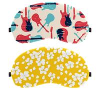 Eslifey 2 Pcs Blackout Eye Masks, Cherry Blossom Sunny Yellow Spring Floral Pattern Eye Sleep Shade Cover with Adjustable Strap for Sleeping Traveling