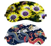 Eslifey 2 Pcs Blackout Eye Masks, Chinese Myths Legends Dragon Red Navy Eye Sleep Shade Cover with Adjustable Strap for Sleeping Traveling