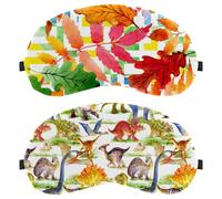 Eslifey 2 Pcs Blackout Eye Masks, Colorful Cute Dinosaurs Eye Sleep Shade Cover with Adjustable Strap for Sleeping Traveling