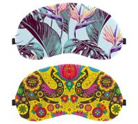Eslifey 2 Pcs Blackout Eye Masks, Colorful Floral Elephants Flowers Illustration Eye Sleep Shade Cover with Adjustable Strap for Sleeping Traveling