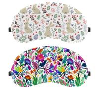 Eslifey 2 Pcs Blackout Eye Masks, Colorful Flowers and Tropic Leaves Floral Pattern Eye Sleep Shade Cover with Adjustable Strap for Sleeping Traveling