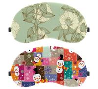 Eslifey 2 Pcs Blackout Eye Masks, Colorful Grid Snowman Cute Eye Sleep Shade Cover with Adjustable Strap for Sleeping Traveling