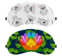 Eslifey 2 Pcs Blackout Eye Masks, Colorful Lotus Flowers Pattern Eye Sleep Shade Cover with Adjustable Strap for Sleeping Traveling