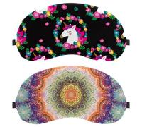Eslifey 2 Pcs Blackout Eye Masks, Colorful Mandala Floral Flowers Pattern Eye Sleep Shade Cover with Adjustable Strap for Sleeping Traveling
