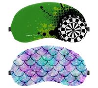 Eslifey 2 Pcs Blackout Eye Masks, Colorful Watercolor Mermaid Scale Eye Sleep Shade Cover with Adjustable Strap for Sleeping Traveling