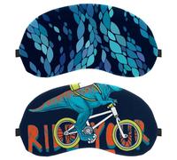 Eslifey 2 Pcs Blackout Eye Masks, Cool Dinosaur and Bike Eye Sleep Shade Cover with Adjustable Strap for Sleeping Traveling