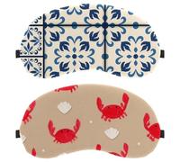 Eslifey 2 Pcs Blackout Eye Masks, Crabs Seashells Eye Sleep Shade Cover with Adjustable Strap for Sleeping Traveling