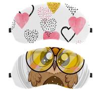 Eslifey 2 Pcs Blackout Eye Masks, Cute Baby Owl Acquire Wisdom Eye Sleep Shade Cover with Adjustable Strap for Sleeping Traveling