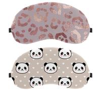 Eslifey 2 Pcs Blackout Eye Masks, Cute Cartoon Panda Love Heart Pattern Eye Sleep Shade Cover with Adjustable Strap for Sleeping Traveling