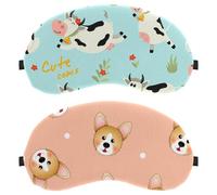 Eslifey 2 Pcs Blackout Eye Masks, Cute Corgi Dog on Light Orange Eye Sleep Shade Cover with Adjustable Strap for Sleeping Traveling