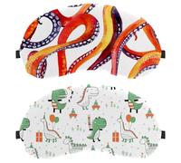 Eslifey 2 Pcs Blackout Eye Masks, Cute Dinosaurs Green Dino Play Toys Pattern Eye Sleep Shade Cover with Adjustable Strap for Sleeping Traveling