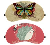 Eslifey 2 Pcs Blackout Eye Masks, Cute Hedgehog Floral I Am a Star Eye Sleep Shade Cover with Adjustable Strap for Sleeping Traveling