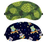 Eslifey 2 Pcs Blackout Eye Masks, Cute Owl on Tree Branch Pattern Eye Sleep Shade Cover with Adjustable Strap for Sleeping Traveling