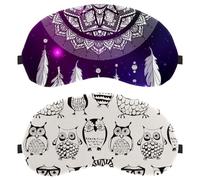 Eslifey 2 Pcs Blackout Eye Masks, Cute Owls Cartoon Birds Glasses Pattern Eye Sleep Shade Cover with Adjustable Strap for Sleeping Traveling