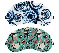Eslifey 2 Pcs Blackout Eye Masks, Cute Panda Bamboo Plants Jungle Bird Berry Flowers Pattern Eye Sleep Shade Cover with Adjustable Strap for Sleeping Traveling