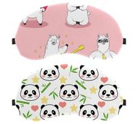 Eslifey 2 Pcs Blackout Eye Masks, Cute Panda Pattern Eye Sleep Shade Cover with Adjustable Strap for Sleeping Traveling