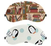 Eslifey 2 Pcs Blackout Eye Masks, Cute Penguin Cartoon Pattern Eye Sleep Shade Cover with Adjustable Strap for Sleeping Traveling
