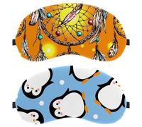 Eslifey 2 Pcs Blackout Eye Masks, Cute Penguin Dots Cartoon Pattern Eye Sleep Shade Cover with Adjustable Strap for Sleeping Traveling