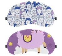 Eslifey 2 Pcs Blackout Eye Masks, Cute Purple Llama Alpaca on The Cloud Eye Sleep Shade Cover with Adjustable Strap for Sleeping Traveling