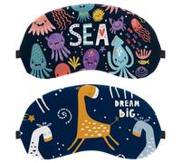 Eslifey 2 Pcs Blackout Eye Masks, Cute Sleeping Giraffe Starry Sky Pattern Eye Sleep Shade Cover with Adjustable Strap for Sleeping Traveling