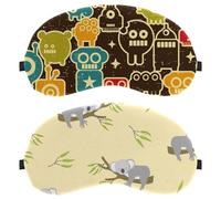 Eslifey 2 Pcs Blackout Eye Masks, Cute Sleeping Koala Bears Pattern Eye Sleep Shade Cover with Adjustable Strap for Sleeping Traveling