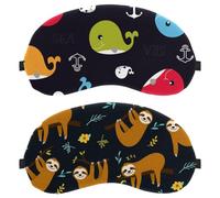 Eslifey 2 Pcs Blackout Eye Masks, Cute Sloth Pattern Eye Sleep Shade Cover with Adjustable Strap for Sleeping Traveling