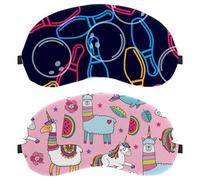 Eslifey 2 Pcs Blackout Eye Masks, Cute Unicorn Llama Alpaca Whale Rainbow Pattern Eye Sleep Shade Cover with Adjustable Strap for Sleeping Traveling