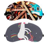 Eslifey 2 Pcs Blackout Eye Masks, Cute Unicorn on a Bicycle with a Rainbow Mane Eye Sleep Shade Cover with Adjustable Strap for Sleeping Traveling
