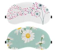 Eslifey 2 Pcs Blackout Eye Masks, Daisy Chamomile Flowers Eye Sleep Shade Cover with Adjustable Strap for Sleeping Traveling