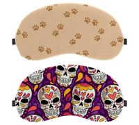 Eslifey 2 Pcs Blackout Eye Masks, Day-of-The Dead-Pattern Eye Sleep Shade Cover with Adjustable Strap for Sleeping Traveling