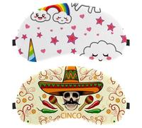 Eslifey 2 Pcs Blackout Eye Masks, Day of The Dead Sugar Skull Eye Sleep Shade Cover with Adjustable Strap for Sleeping Traveling