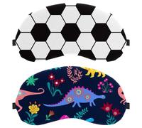 Eslifey 2 Pcs Blackout Eye Masks, Dinosaurs Cute Animals Flowers Forest Pattern Eye Sleep Shade Cover with Adjustable Strap for Sleeping Traveling