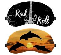Eslifey 2 Pcs Blackout Eye Masks, Dolphin Yellow Sunset Eye Sleep Shade Cover with Adjustable Strap for Sleeping Traveling