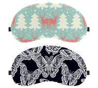 Eslifey 2 Pcs Blackout Eye Masks, Fantasy Nature Butterflies or Moths Art and Spirituality Pattern Eye Sleep Shade Cover with Adjustable Strap for Sleeping Traveling