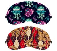 Eslifey 2 Pcs Blackout Eye Masks, Floral Flowers Diamond Colorful Pattern Eye Sleep Shade Cover with Adjustable Strap for Sleeping Traveling