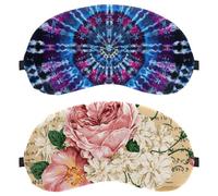Eslifey 2 Pcs Blackout Eye Masks, Flower Blossom Eye Sleep Shade Cover with Adjustable Strap for Sleeping Traveling
